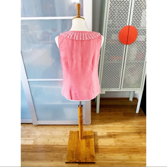 Boden Beaded Embellished Collar Blouse in Coral - Picture 2 of 10